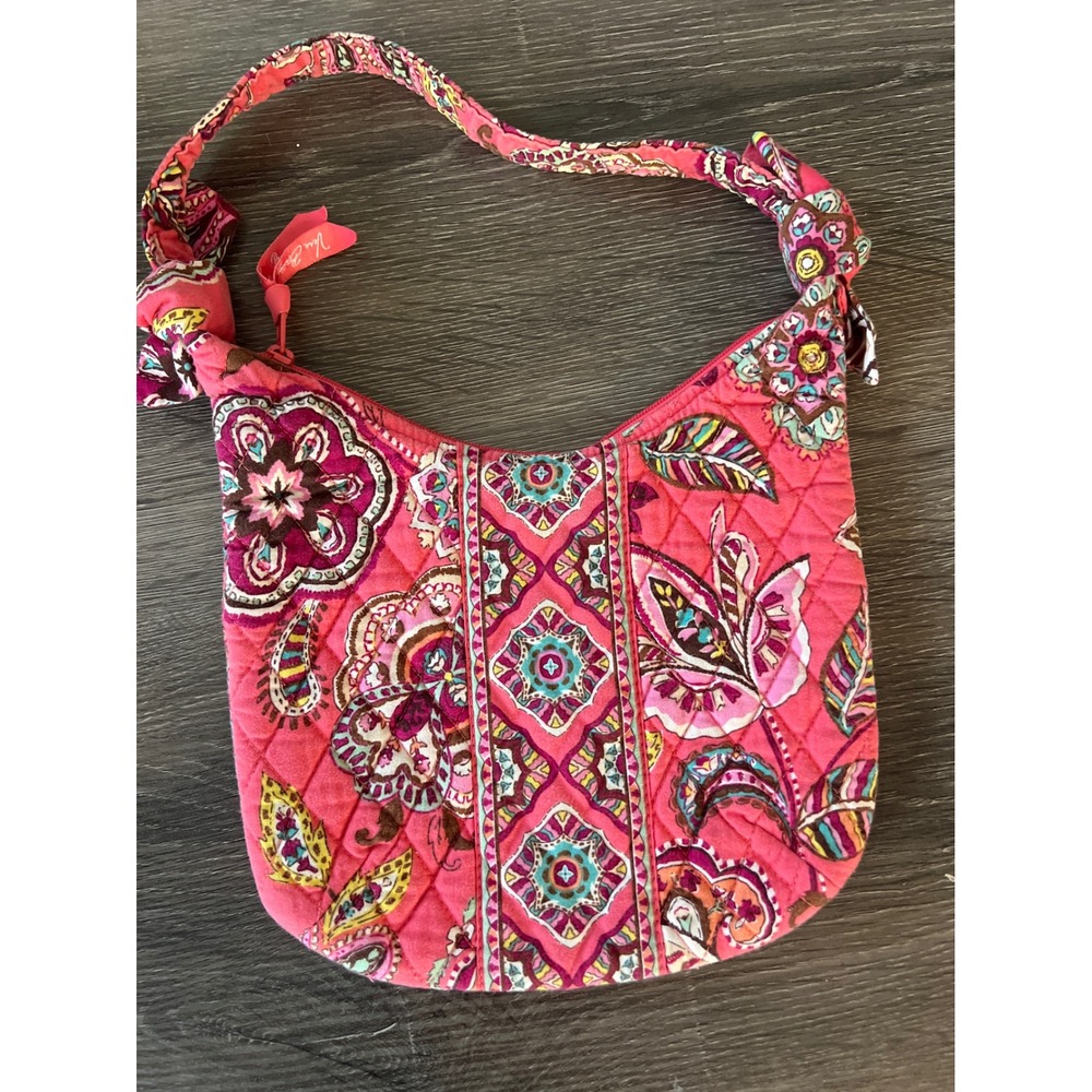 Vera Bradley Quilted Small Paisley Hobo Bag Pink Multicolor Shoulder Bag - Picture 3 of 7